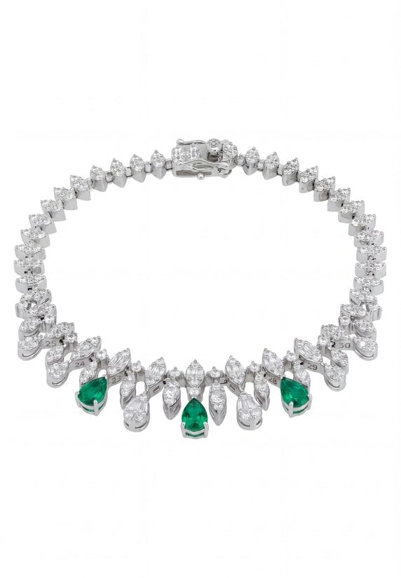 Latelita Duchess Emerald Tennis Bracelet Silver