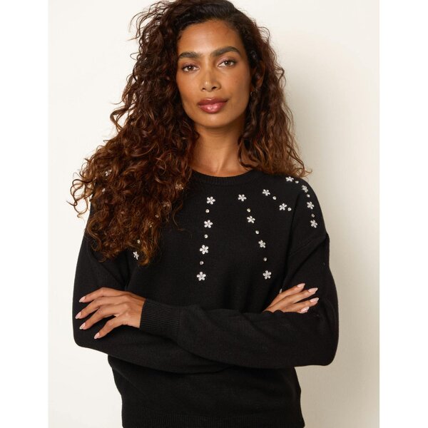 Blue Vanilla Diamante Round Neck Jumper