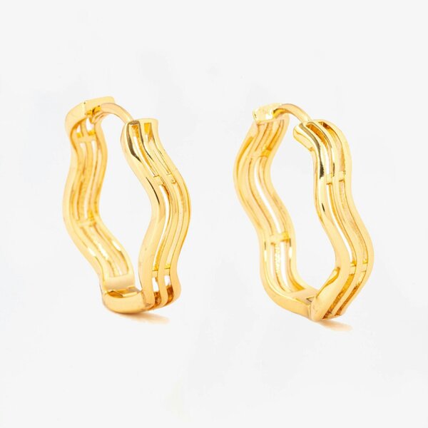 Uchi & Soto Nami Gold Wave Earrings