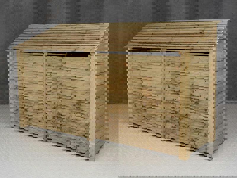 Arbor Garden Solutions Wooden Log Store (Roof Sloping Back) with Doors W-227cm, H-126cm or 180cm, D-88cm