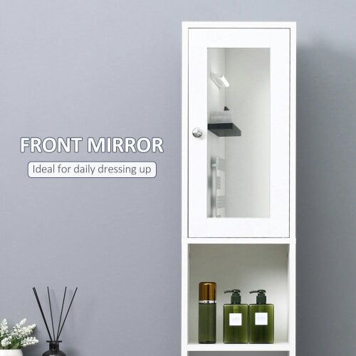 Wyld Haus Sokana Tall Bathroom Storage Cabinet With Mirror And Adjustable Shelving Freestanding White