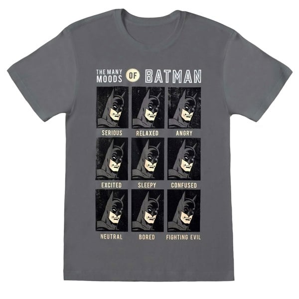 Batman Unisex Adult Moods T-Shirt - Charcoal Grey