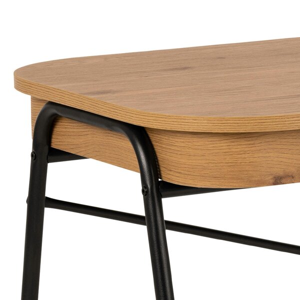 Wyld Haus Mosswood Oak Wood and Black Metal Office Desk with 2 Drawers
