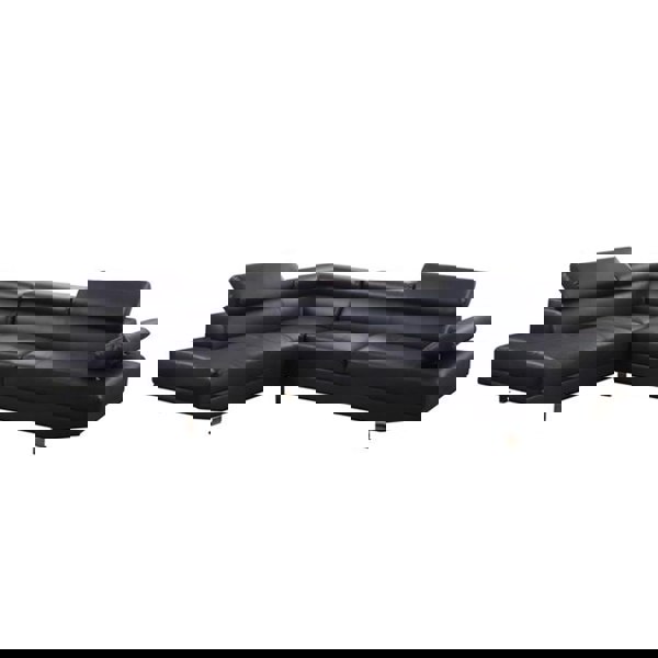 SQUAREBOXX Fidenza Leather Corner Sofa in Black