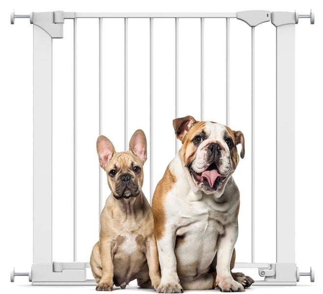 Bettacare SafeStep Dog Gate, White, 75cm - 82cm, Extra Low Walkthrough, Pressure Fit Safety Gate, Pet Gate for Stairs and Doors