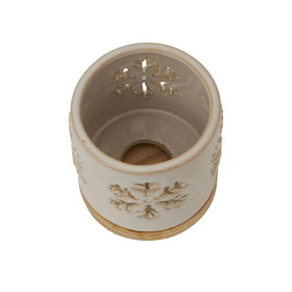 Hill Interiors Ceramic Snowflake Christmas Candle Holder - White - 