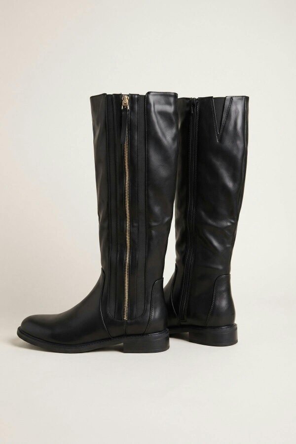 ikrush Ebba Gold Zip Knee High Riding Boots