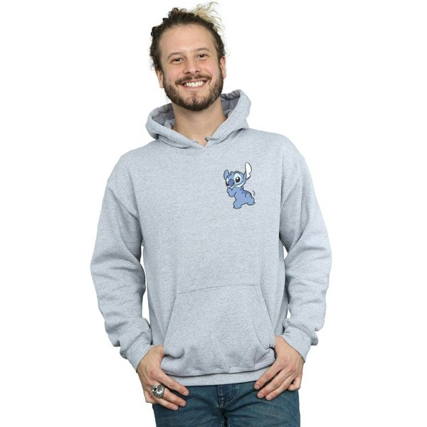 Disney Mens Lilo And Stitch Stitch Backside Breast Print Hoodie - Sports Grey