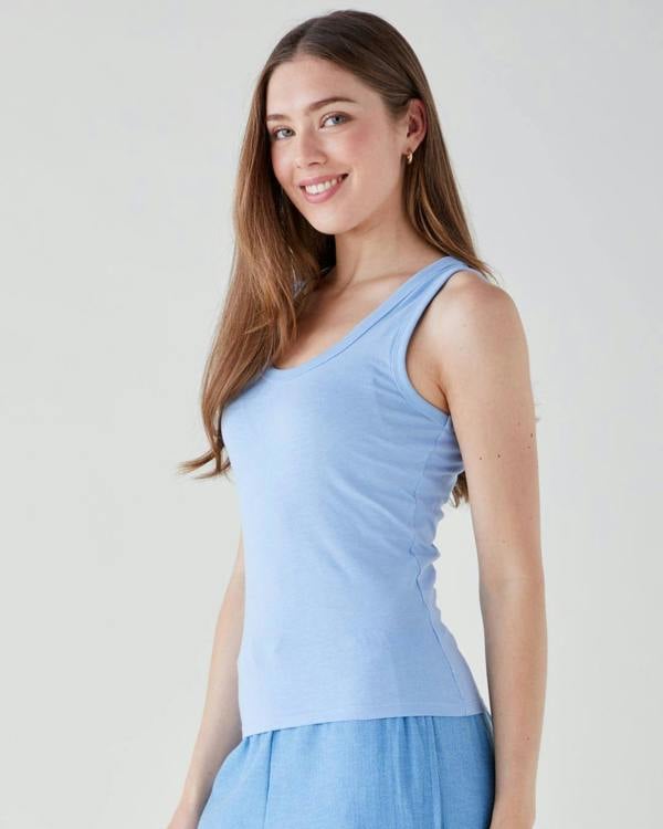 British Boxers Women's Organic Cotton Vest Top – Sky Blue