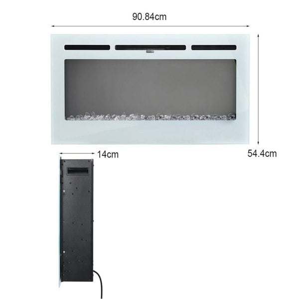 12 Flame Colour Electric Fireplace with Safety Protection White Wall Mounted Fires Living and Home