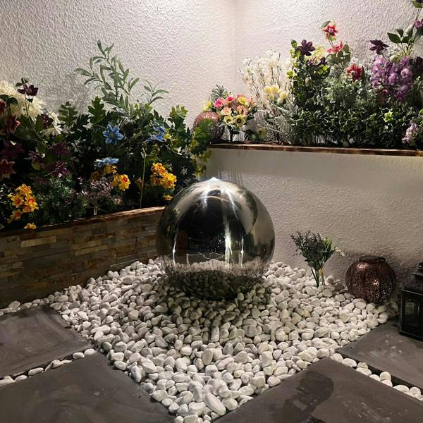 Tranquillity Water Features 40cm Stainless Steel Sphere Modern Metal Water Feature