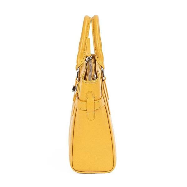 Pia Yellow Leather Mini Tote Bag, Petite Tote with Silver Fittings