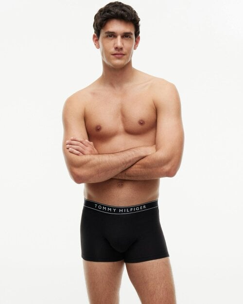 Tommy Hilfiger 3 Pack Waistband Logo Mens Trunks - Navy Blue/Opulent Blue/Brisk Blue