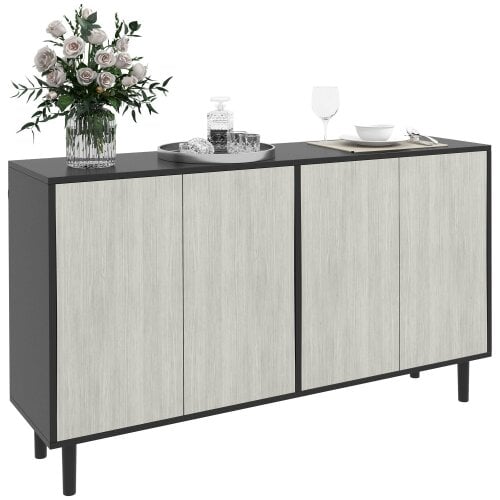 Wyld Haus Vepamo Neutral Black and Grey Sideboard 4 Doors 2 Shelves