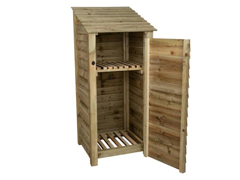 Arbor Garden Solutions Wooden Log Store with Door and Shelf W-79cm, H-126cm or 180cm, D-88cm