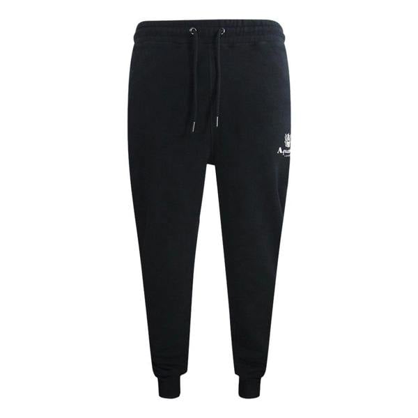 Aquascutum Mens Active Basic Ribbed Jogging Bottoms - Black - 