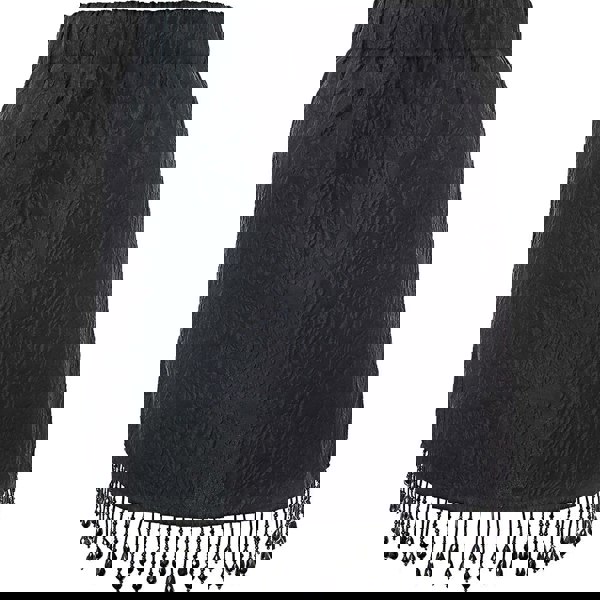 Ganni Womens Jacquard Organza Bead Fringe Mini Skirt in Black