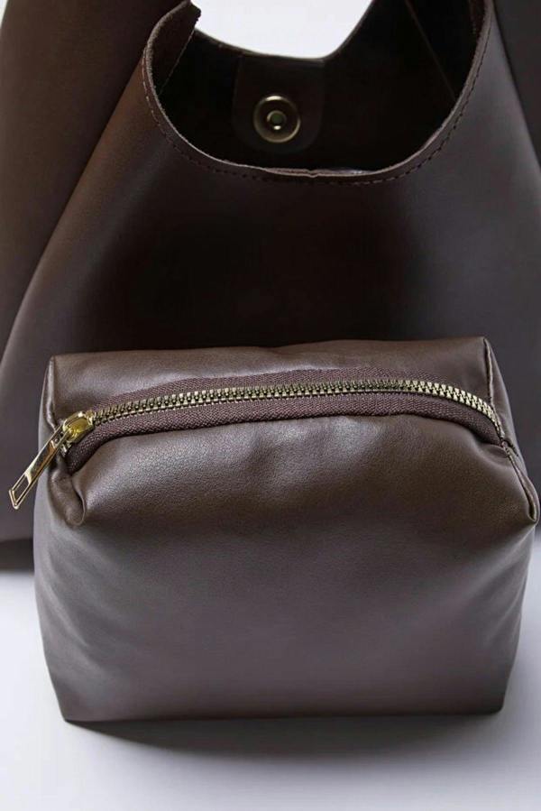 WOVCOR Oval Shoulder Bag with Matching Makeup Pouch
