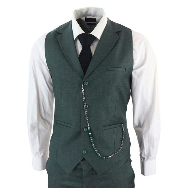 TruClothing Men's Classic 3-Piece Plain Green Suit