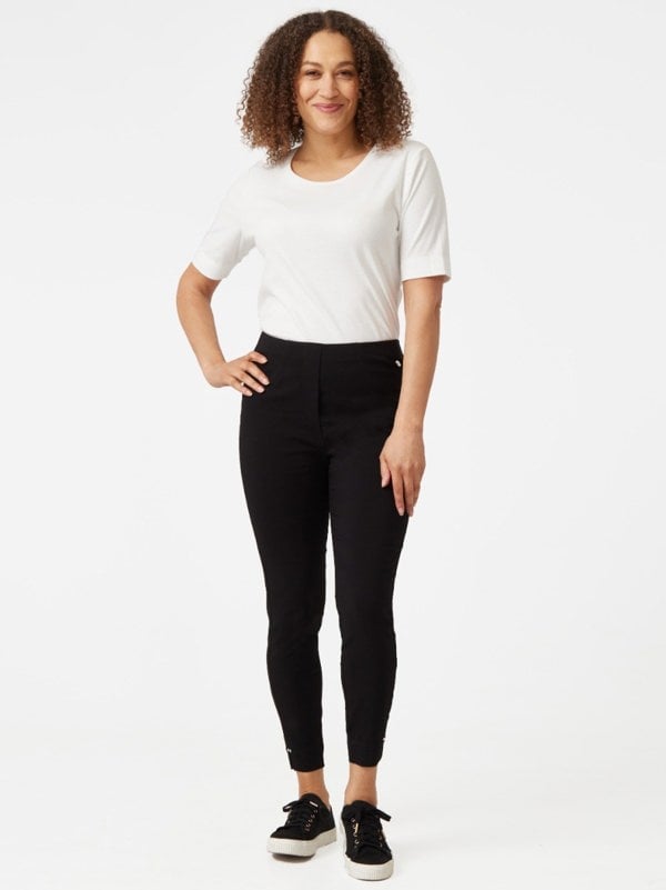 PennyPlain Cropped Bengaline Ankle Grazer Trousers - Black