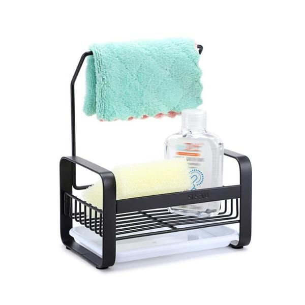 Top 3 Kitchen Sink Caddy Organiser with Drying Rack Black