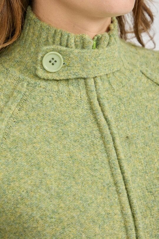 Mudflower Button Tab Collar Zip-Up Knit Cardigan with Pockets