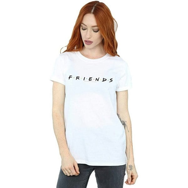 Friends Womens Logo Boyfriend Cotton T-Shirt - White