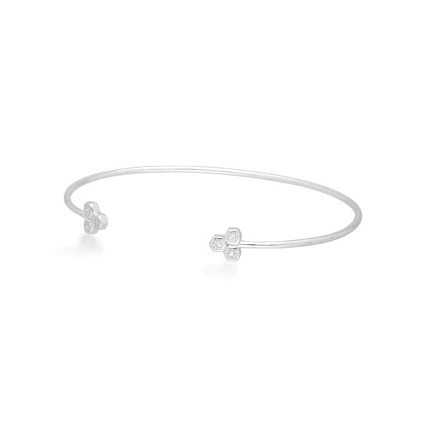 162B0004019 Diamond Trilogy Geometric Bangle in 9ct White Gold 4