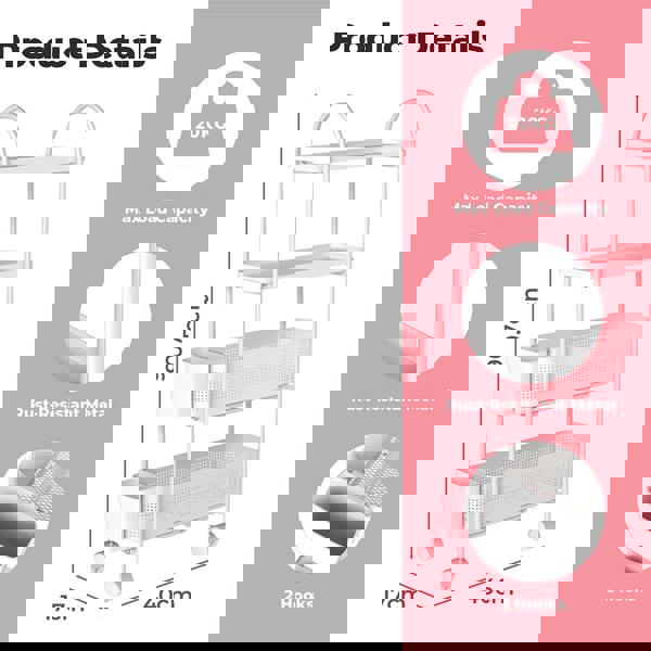 Levede 4 Tier Kitchen Trolley Cart Narrow on Wheels Pull out Bakset Storage Bins