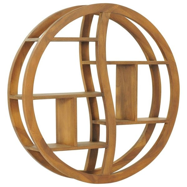 Berkfield Yin Yang Wall Shelf 80x17.5x80 cm Solid Teak Wood
