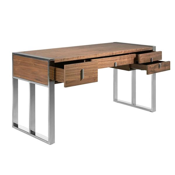 Angel Cerdá Walnut and chrome-plated steel desk 3135