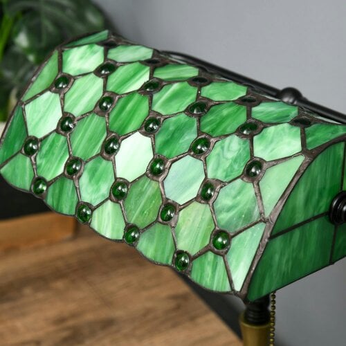 Wyld Haus Nofilu Glass And Metal Green Vintage Style Stained Glass Table Lamp