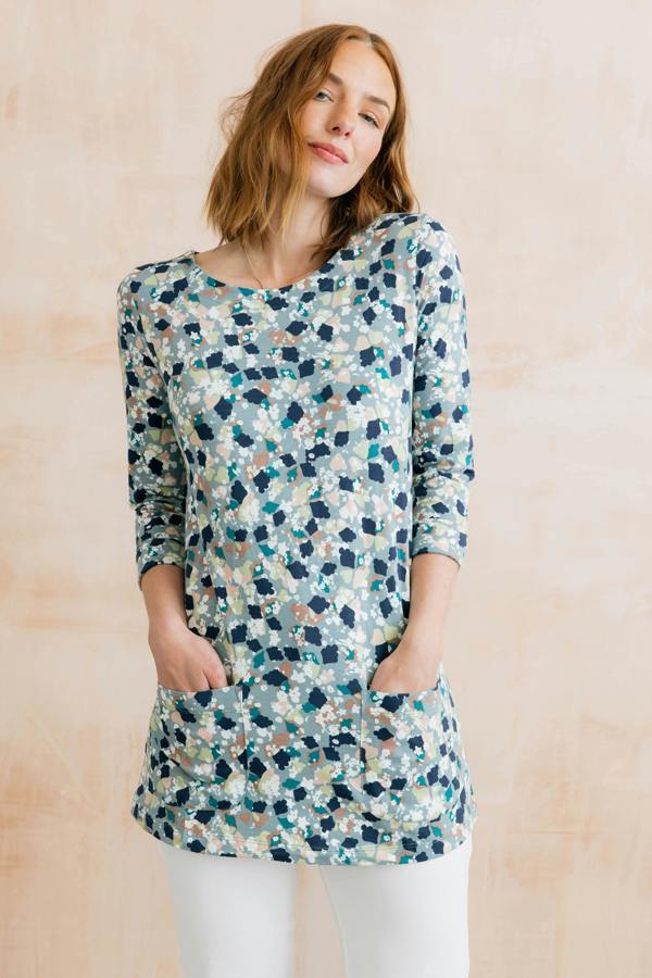 Lily & Me Coastal Jersey Print Tunic Ocean