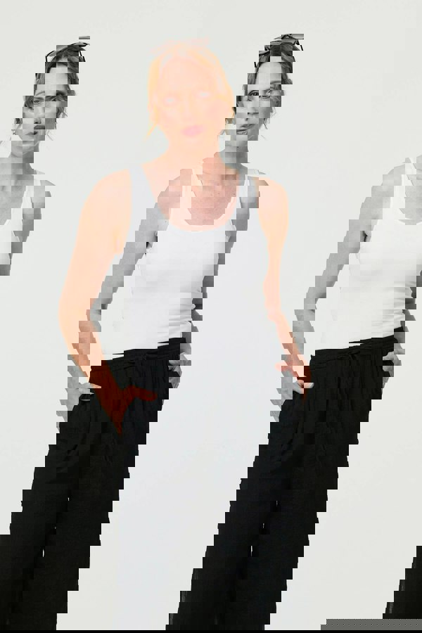 Black | High Waist Side Split Layered Trousers
