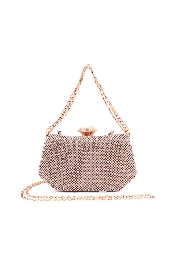 Kitise Sparkling Evening Clutch Bag with Chain Strap and Jewel Clasp