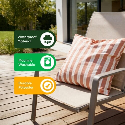 Gardenwize Pair of Outdoor Scatter Cushions - Red Stripe Design