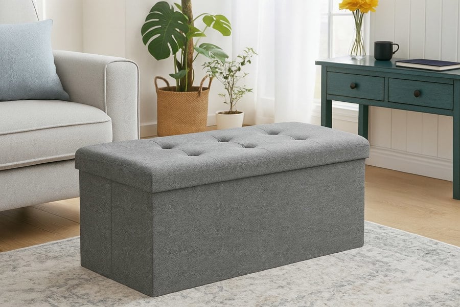 Home Republic Linen Storage Ottoman - 76cm x 38cm Foldable