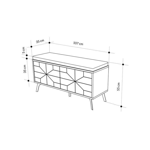 Decortie Modern Dune Shoe Storage Bench with Fabric Seat 4 Doors Cabinet 107(W)cm Metal Legs Organizer Hallway