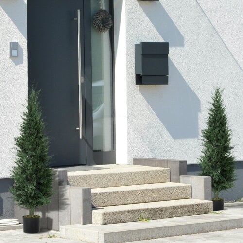 Wyld Haus Fiba Set Of 2 Artificial Cypress Style Trees In Green For Decorative Placement