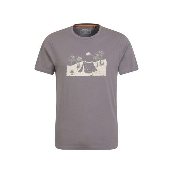 Mountain Warehouse Mens Camping Sketch Organic T-Shirt - Grey - 