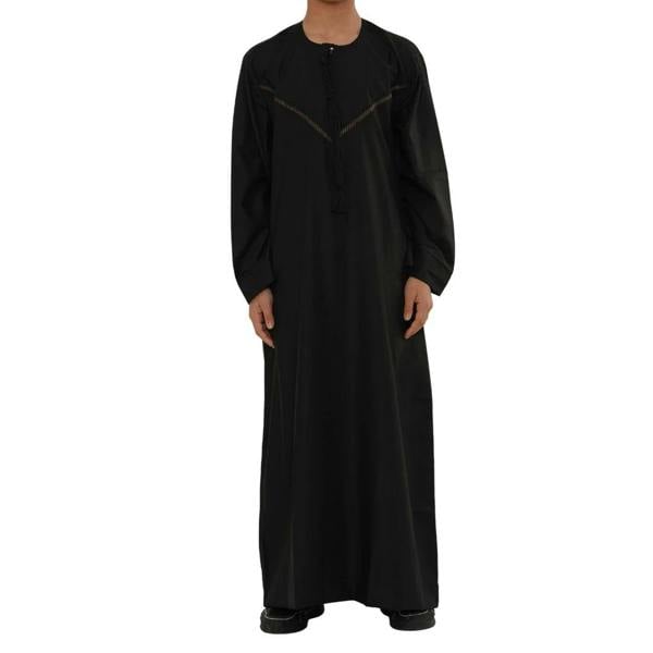 HM10 - Boy's Thobe Emirati Omani Zipped Jubba - Black - Thobez - 15