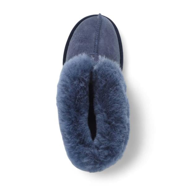 Infinity Leather Women's Sheepskin Suede Ankle Navy Slip-On Bootie Winter - Glacier