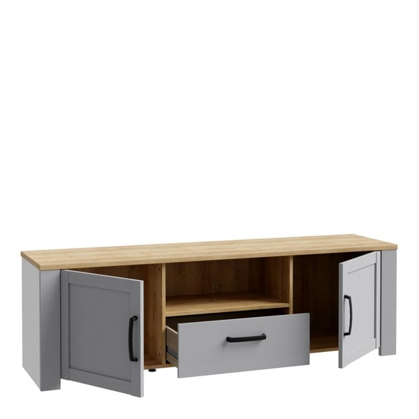 Furniture To Go Bohol 2 Door 1 Drawer TV Unit in Grey/Riviera Oak