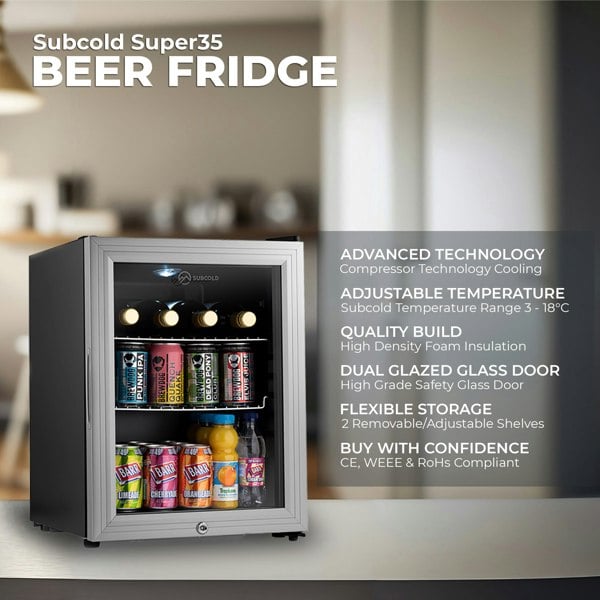 Subcold Super 35 LED Beer Fridge - Silver