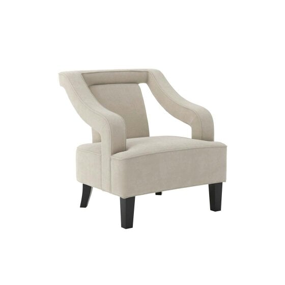Wyld Haus Letterkenny Upholstered Ivory Chenille Armchair