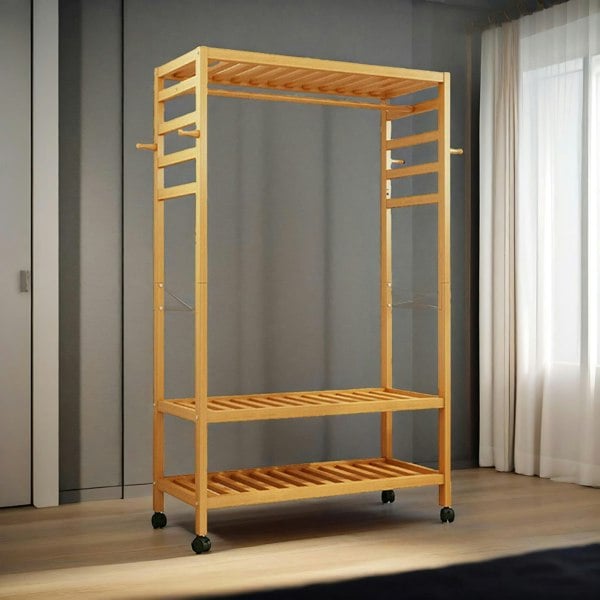 Rafaelo Mobilia Bamboo 4-in-1 Open Wardrobe With Shoe Rack