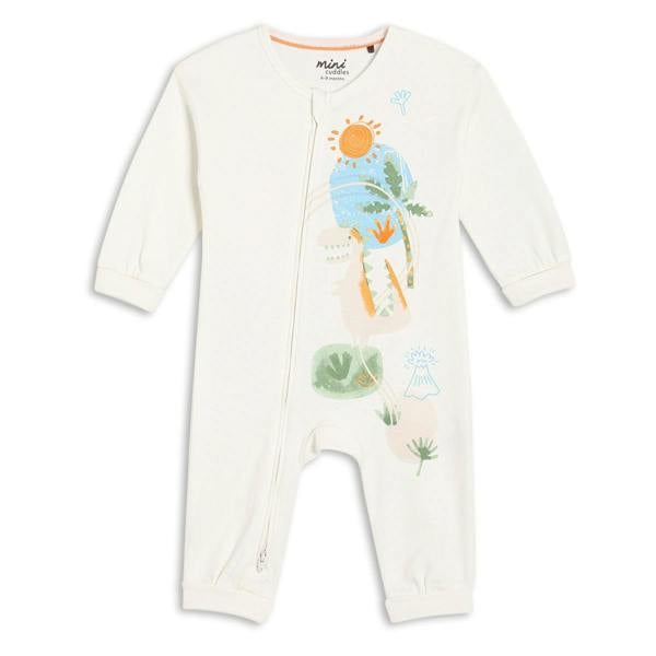 Mini Cuddles Baby Boys Dinosaur Print Romper, Off White