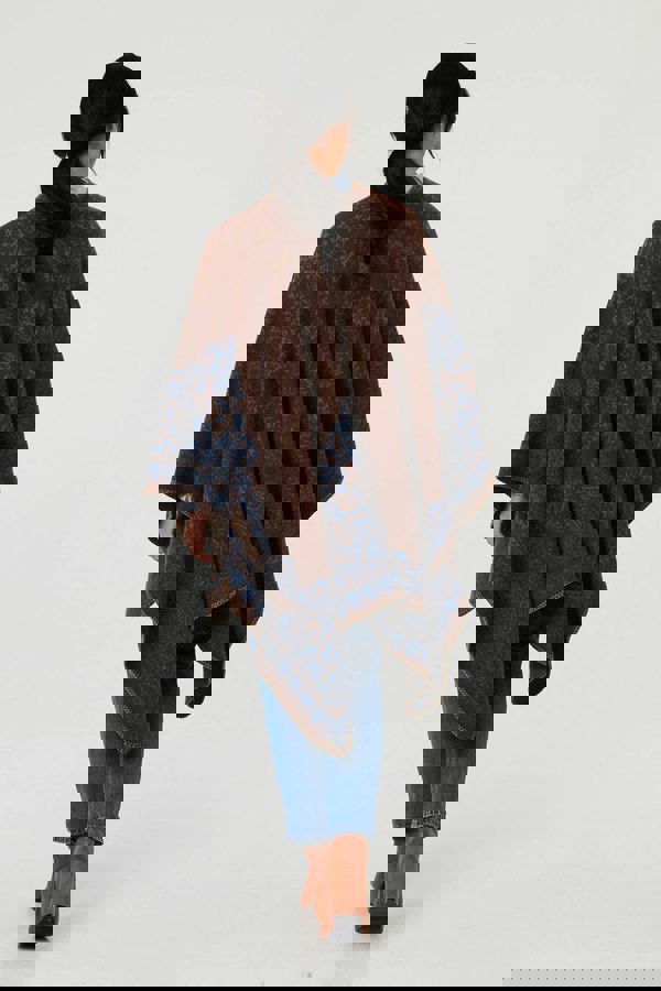 Beige | Paisley Print Oversized Poncho
