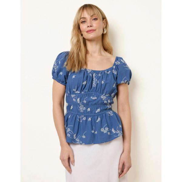 Blue Vanilla Embroidery Peplum Blouse