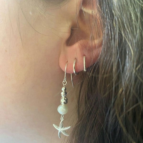 Pearl and Starfish Drop Earrings - Reeves & Reeves